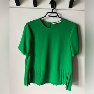 Zara top, green with side pleats
